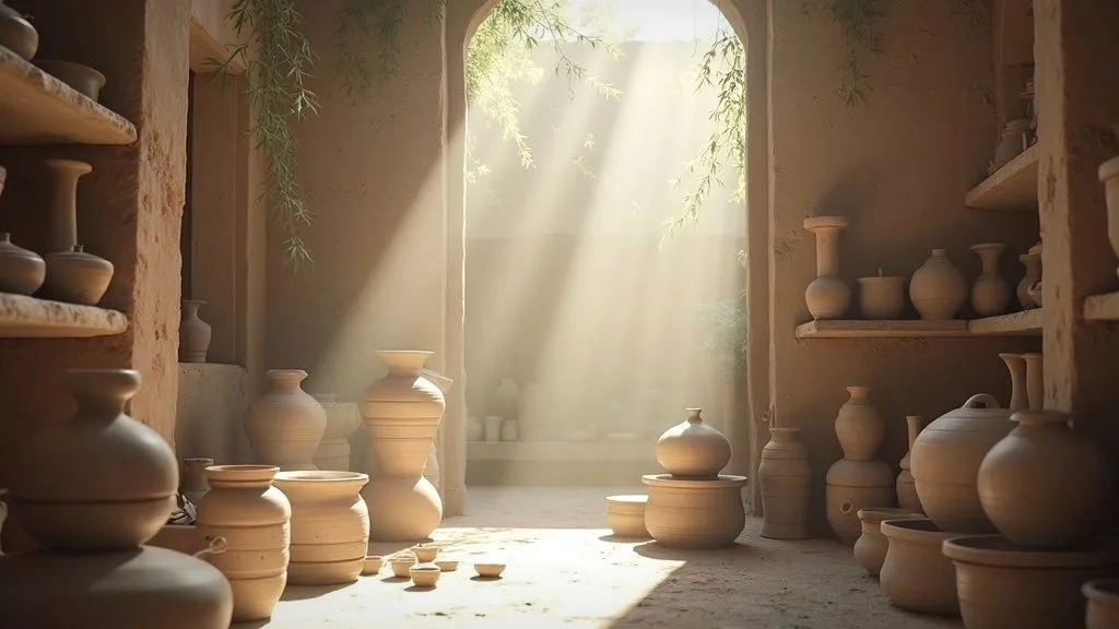 Artisan potter shaping clay on a wheel