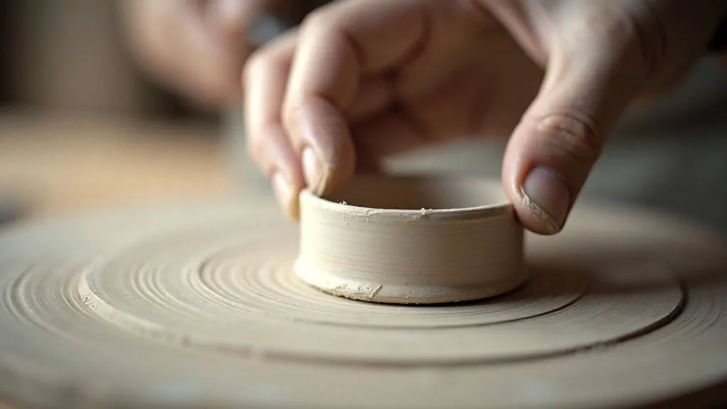 A skilled artisan shaping clay on a pottery wheel